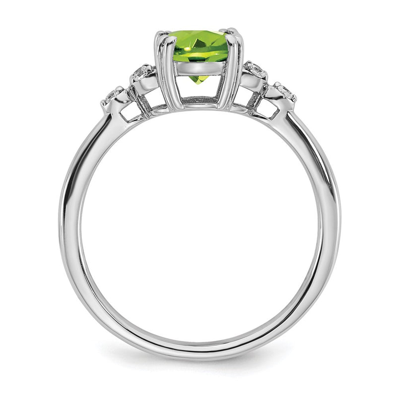 Sterling Silver Peridot and Diamond Ring