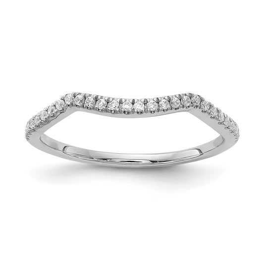 0.14ct. CZ Solid Real 14k White Gold Contoured Wedding Wedding Band Ring