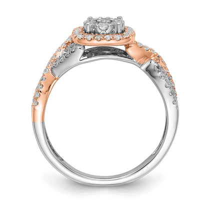 14k White & Rose Gold Real Diamond Fashion Band