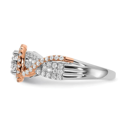14k White & Rose Gold Real Diamond Fashion Band