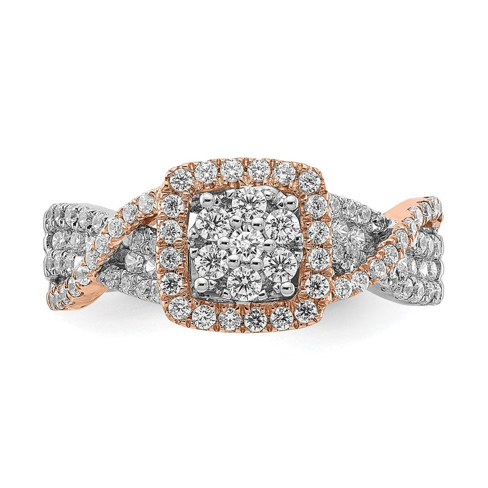 14k White & Rose Gold Real Diamond Fashion Band