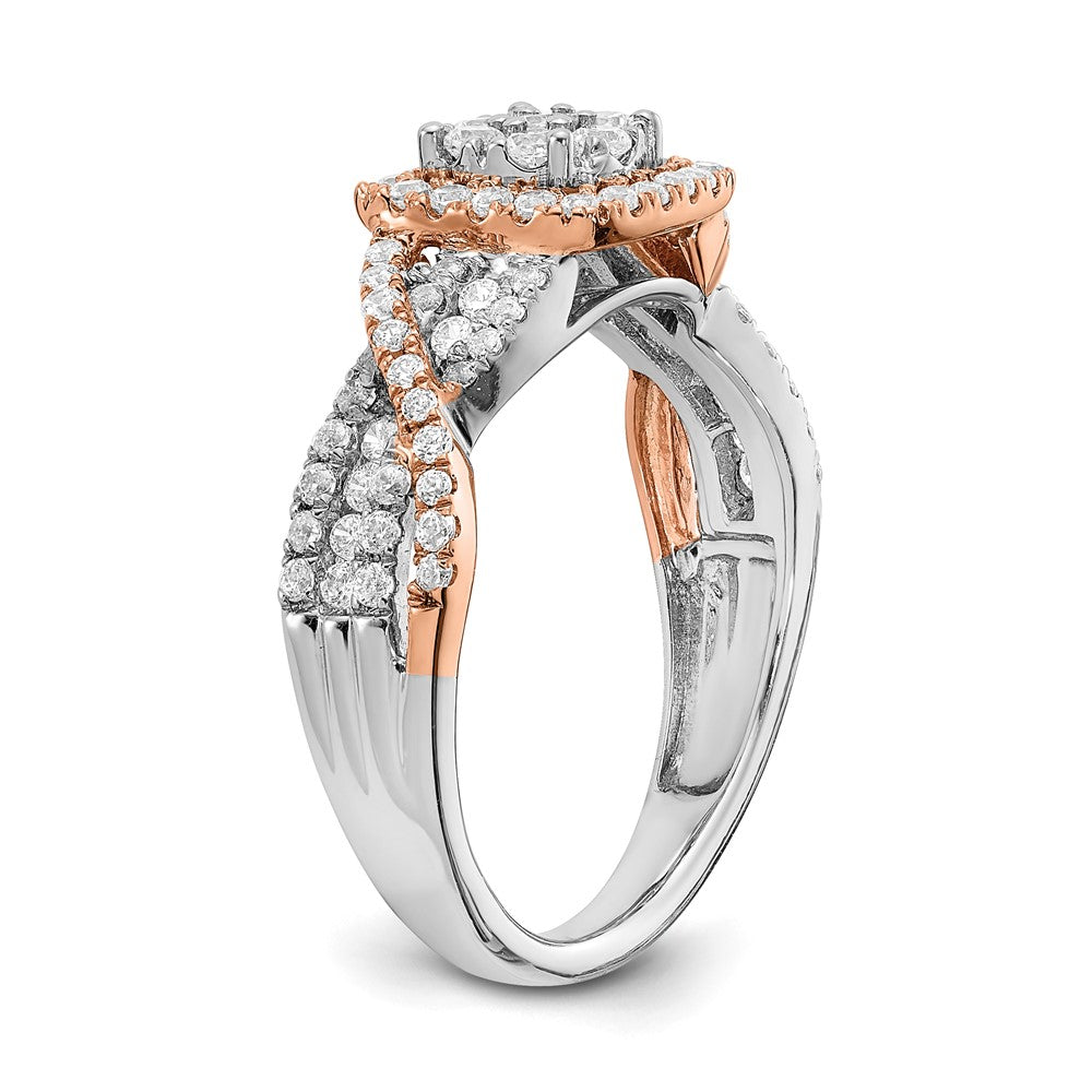 14k White & Rose Gold Real Diamond Fashion Band