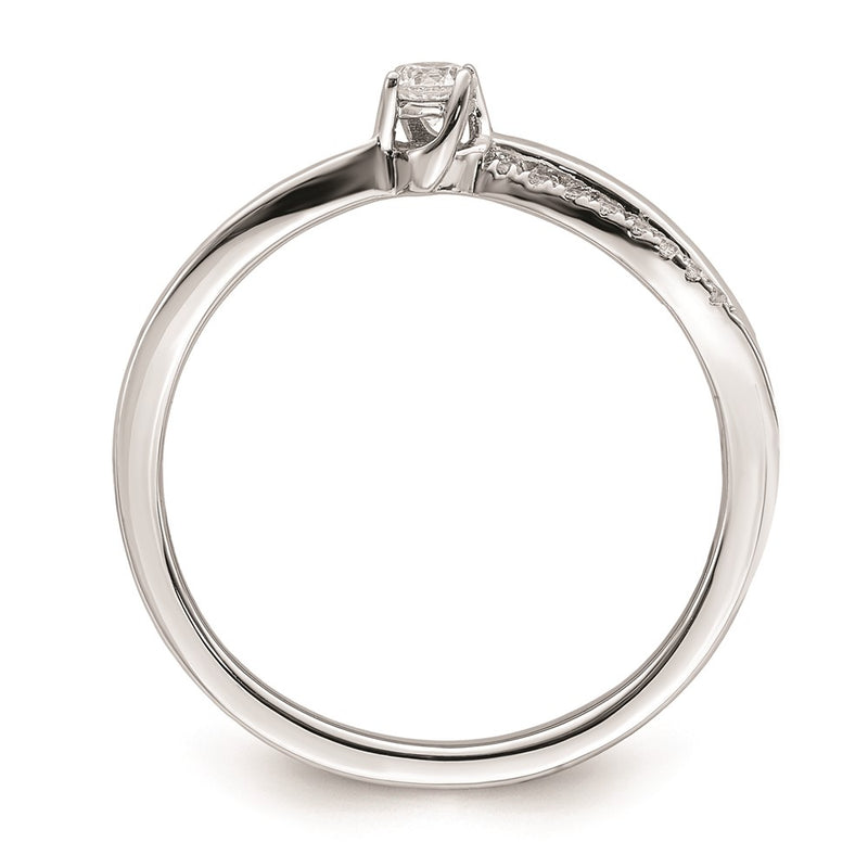 14k White Gold Real Diamond Promise Ring