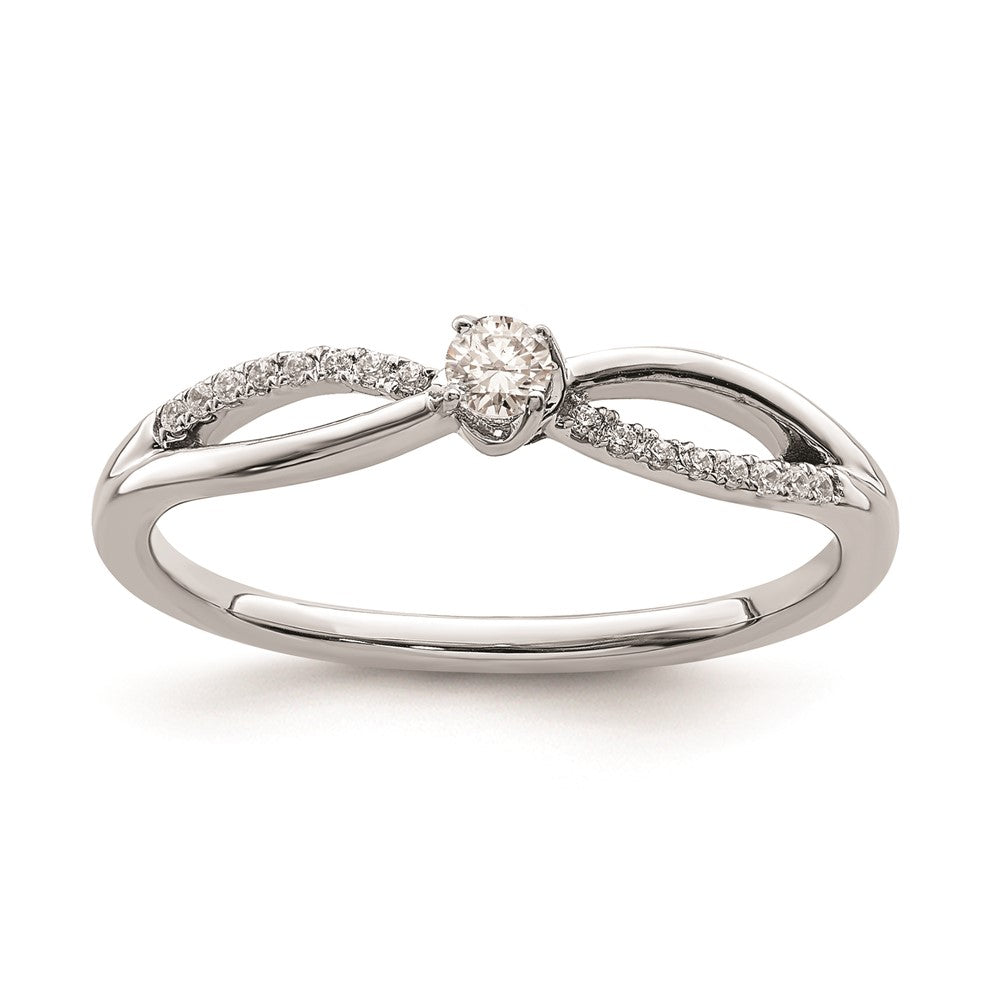 14k White Gold Real Diamond Promise Ring