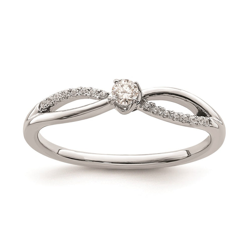 14k White Gold Real Diamond Promise Ring