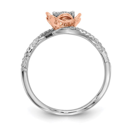 14k White & Rose Gold Real Diamond Fashion Band