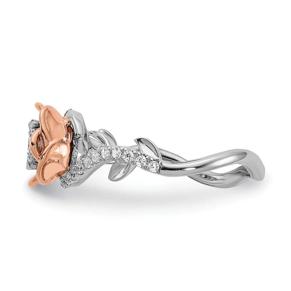 14k White & Rose Gold Real Diamond Fashion Band