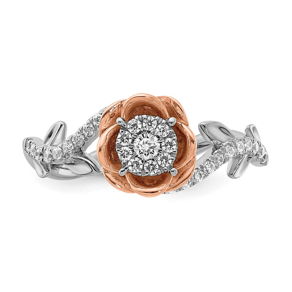 14k White & Rose Gold Real Diamond Fashion Band