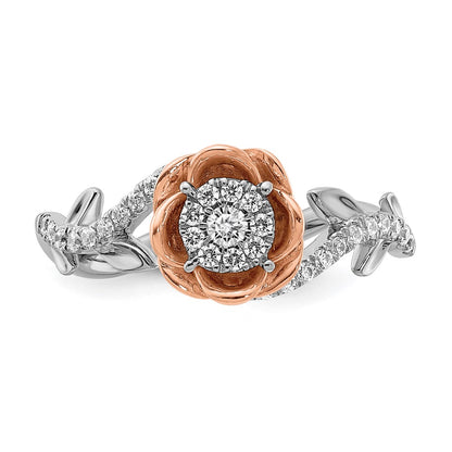 14k White & Rose Gold Real Diamond Fashion Band