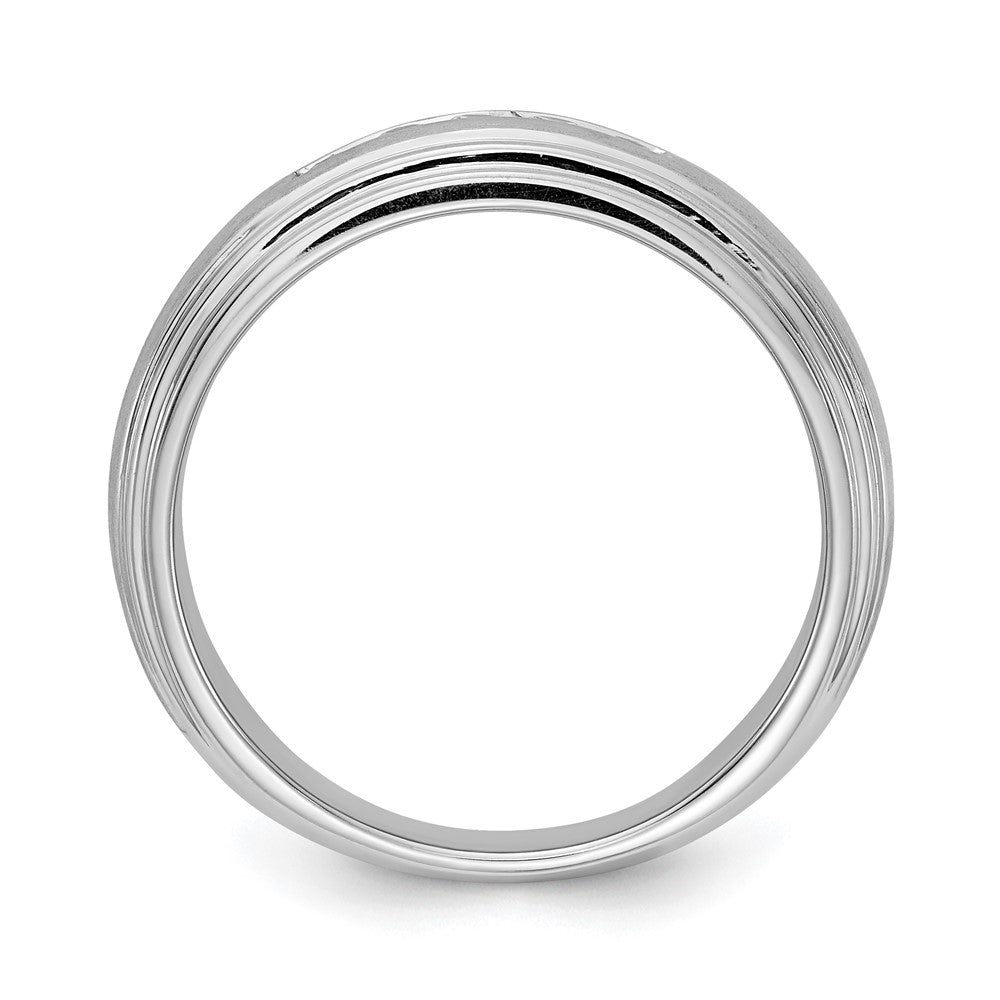 14k white gold real diamond mens band satin: e w rm6089b 025 waa