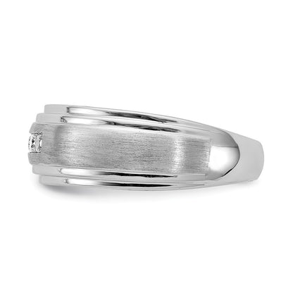 14k white gold real diamond mens band satin: e w rm6089b 025 waa
