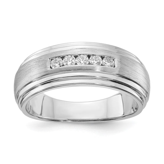 14k white gold real diamond mens band satin: e w rm6089b 025 waa