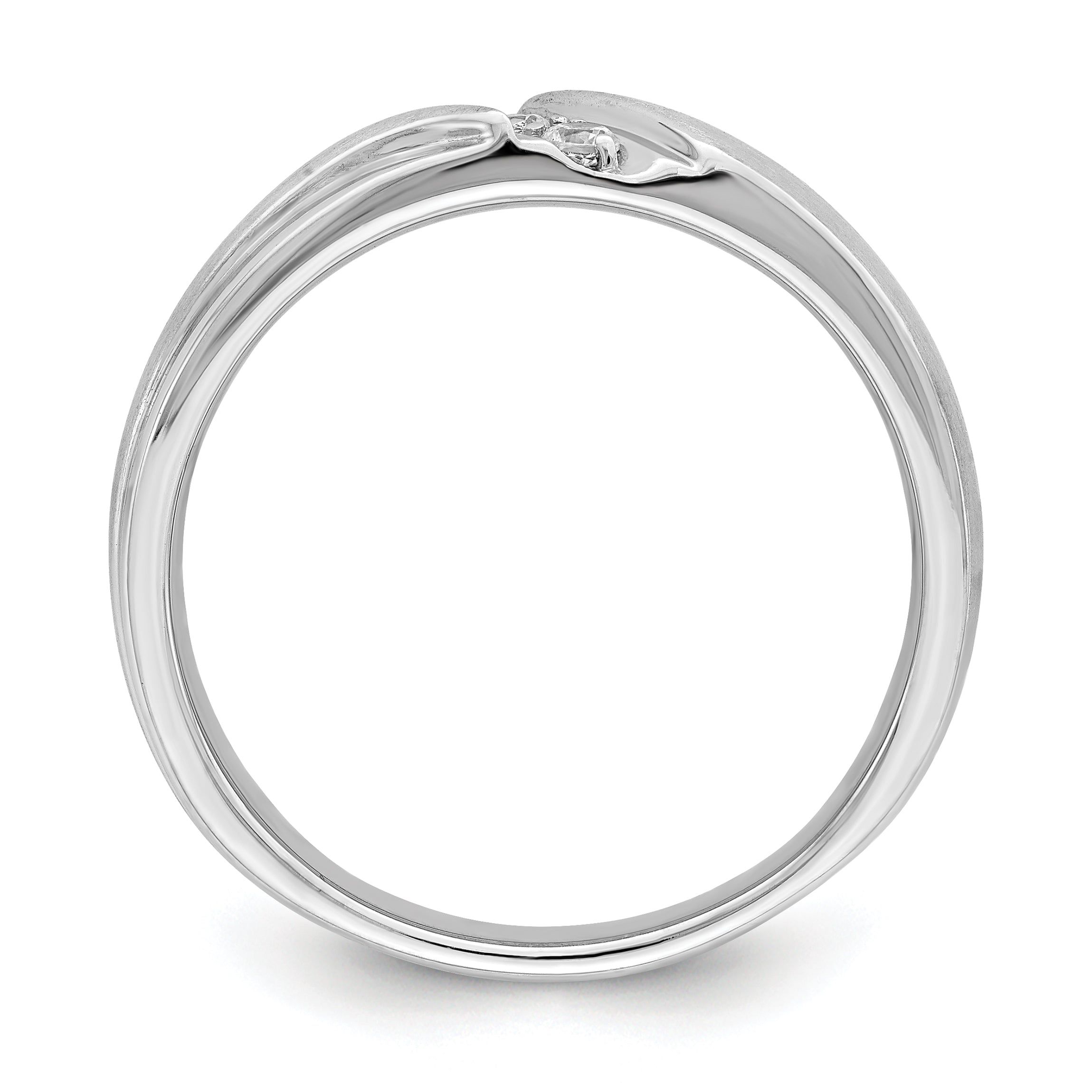 0.12ct. CZ Solid Real 14k White Gold Men's Wedding Band Ring-Blank-Mtg Only