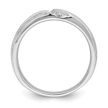 0.12ct. CZ Solid Real 14k White Gold Men's Wedding Band Ring-Blank-Mtg Only