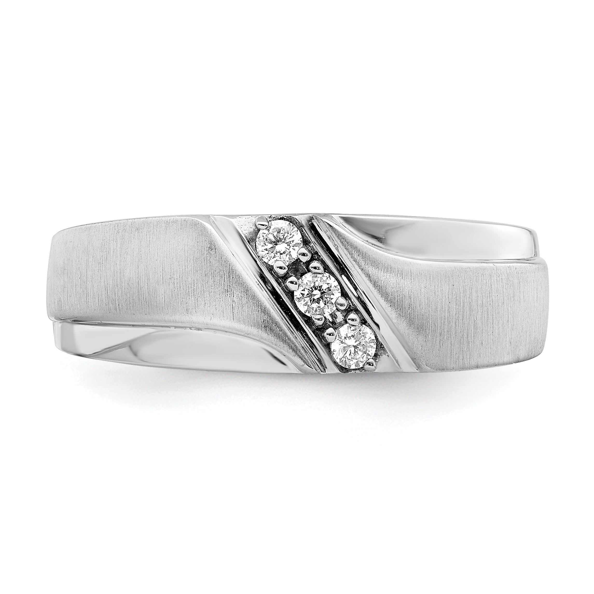 0.12ct. CZ Solid Real 14k White Gold Men's Wedding Band Ring-Blank-Mtg Only