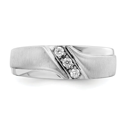 0.12ct. CZ Solid Real 14k White Gold Men's Wedding Band Ring-Blank-Mtg Only