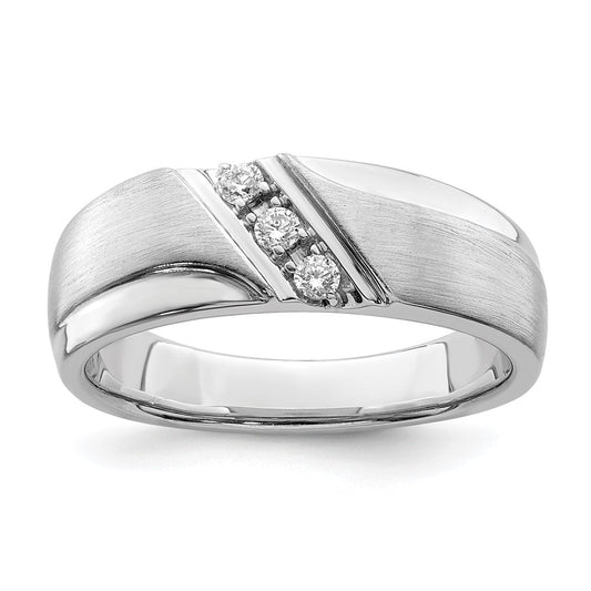 0.12ct. CZ Solid Real 14k White Gold Men's Wedding Band Ring