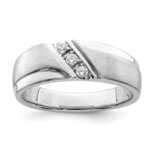 0.12ct. CZ Solid Real 14k White Gold Men's Wedding Band Ring-Blank-Mtg Only