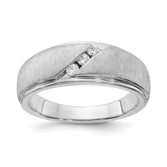 0.15ct. CZ Solid Real 14k White Gold Men's Wedding Band Ring