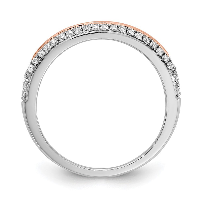14k White & Rose Gold Real Diamond Fashion Band