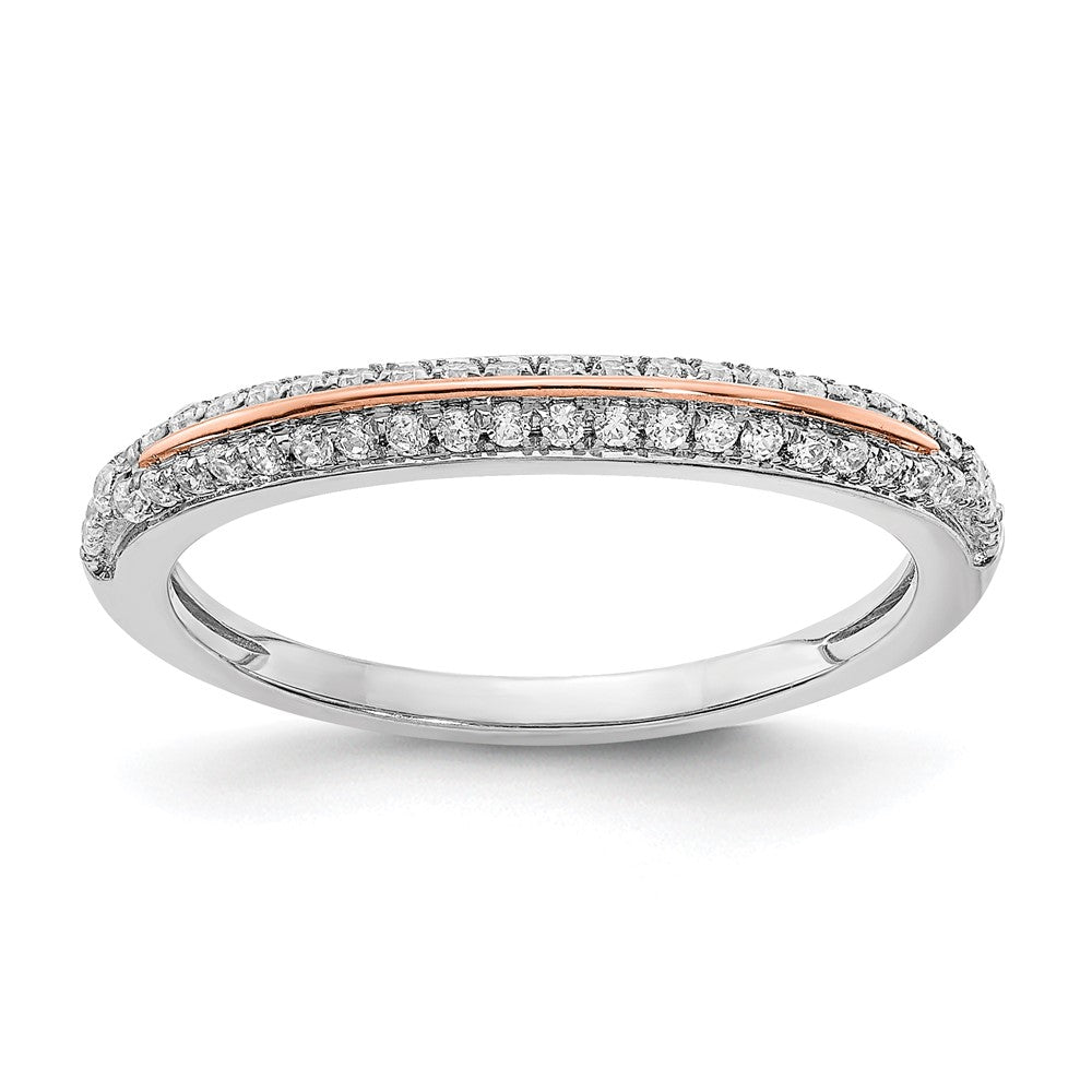 0.25ct. CZ Solid Real 14k White & Rose Gold Fashion Wedding Band Ring