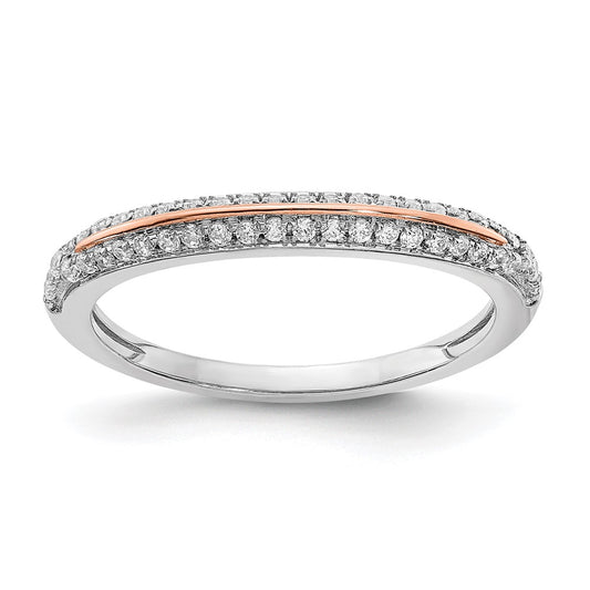 14k White & Rose Gold Real Diamond Fashion Band