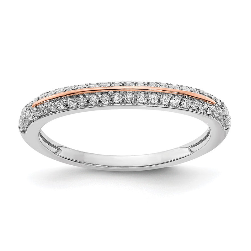 14k White & Rose Gold Real Diamond Fashion Band