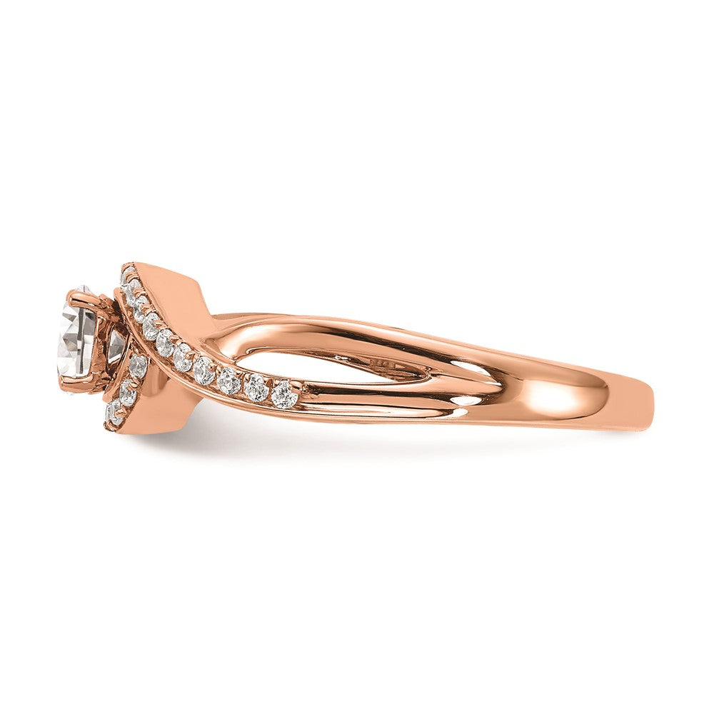 0.33ct. CZ Solid Real 14k Rose Gold Engagement Ring