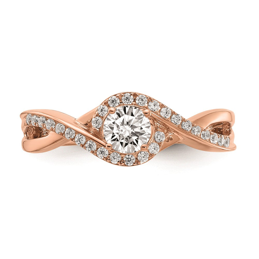 0.33ct. CZ Solid Real 14k Rose Gold Engagement Ring