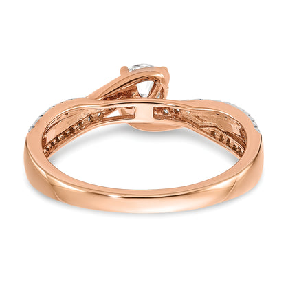 0.33ct. CZ Solid Real 14k Rose Gold Engagement Ring