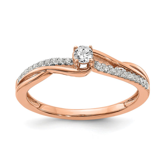 1/3 Ct. Natural Round Diamond By-Pass Engagement Bridal Ring 14K Rose Gold