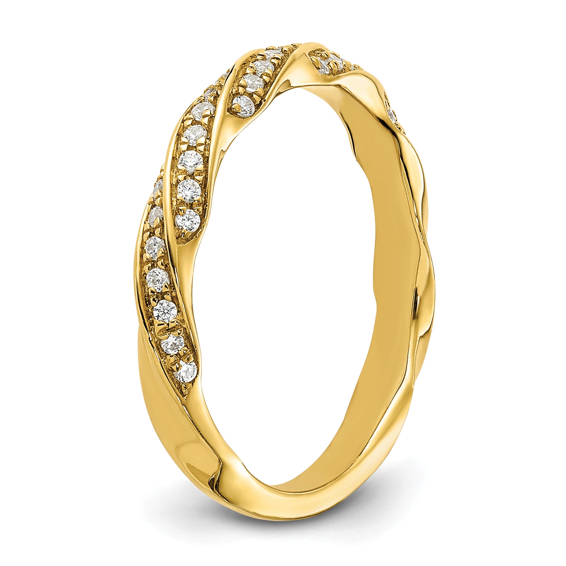 0.20ct. CZ Solid Real 14K Complete Twisted Wedding Wedding Band Ring