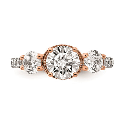 1.00ct. CZ Solid Real 14k White & Rose Gold Engagement Ring