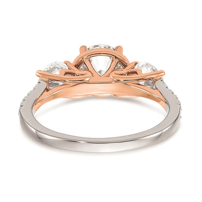 1.00ct. CZ Solid Real 14k White & Rose Gold Engagement Ring