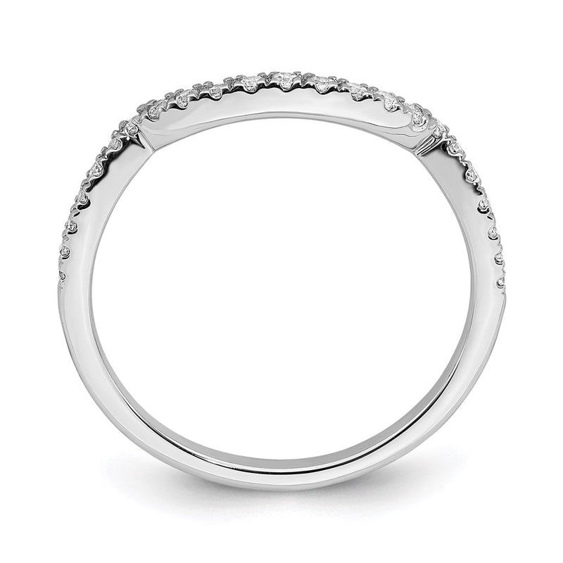 14k White Gold Real Diamond Set of 2 Contoured Wedding Bands