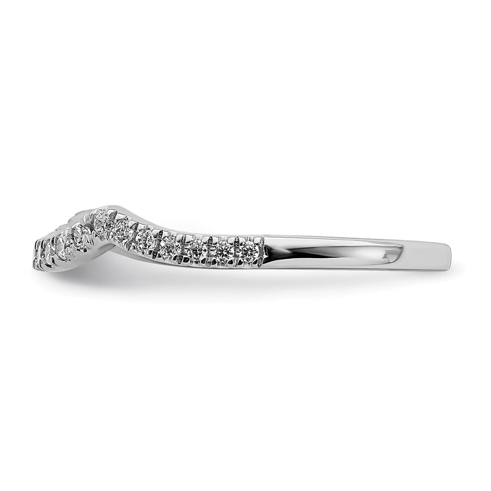 14k White Gold Real Diamond Set of 2 Contoured Wedding Bands