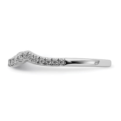 14k White Gold Real Diamond Set of 2 Contoured Wedding Bands