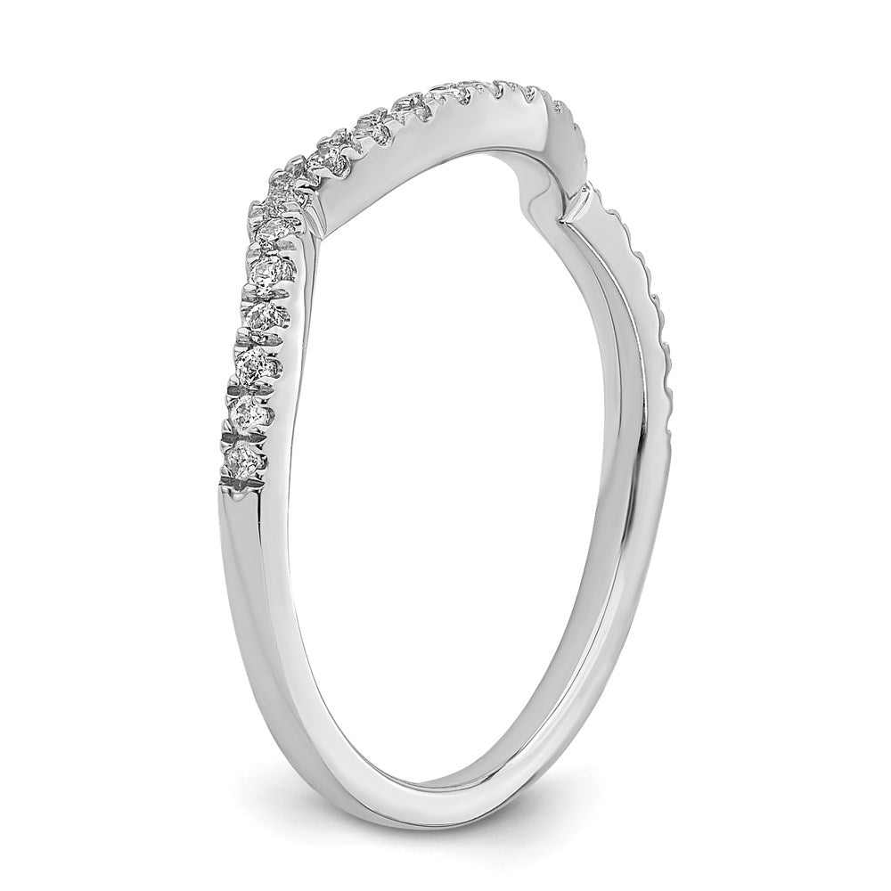 Solid 14k White Gold Simulated CZ Set of 2 Contoured Wedding Bands