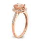 14k Rose Gold Morganite Real Diamond Halo Engagement Ring