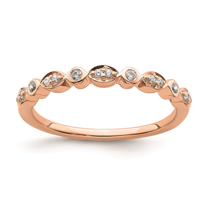 14k Rose Gold Real Diamond Set of 2 Wedding Bands