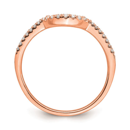 14k Rose Gold Real Diamond Contoured Wedding Band