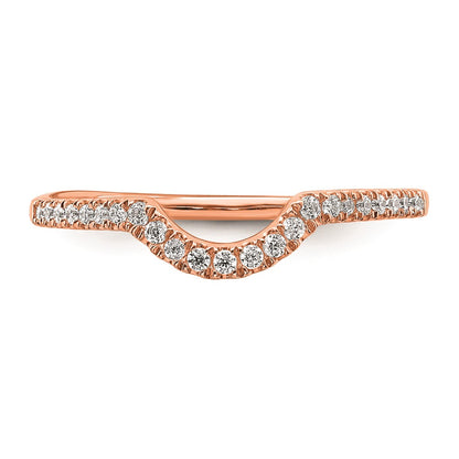 14k Rose Gold Real Diamond Contoured Wedding Band