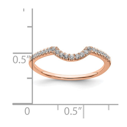 14k Rose Gold Real Diamond Contoured Wedding Band