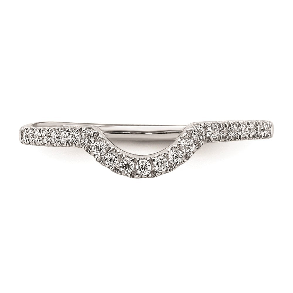 0.15ct. CZ Solid Real 14k White Gold Contoured Wedding Wedding Band Ring