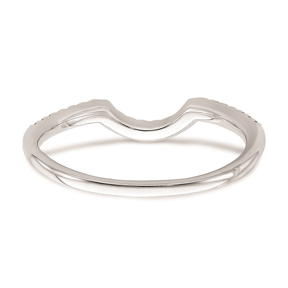 0.15ct. CZ Solid Real 14k White Gold Contoured Wedding Wedding Band Ring