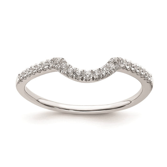 14k White Gold Real Diamond Contoured Wedding Band