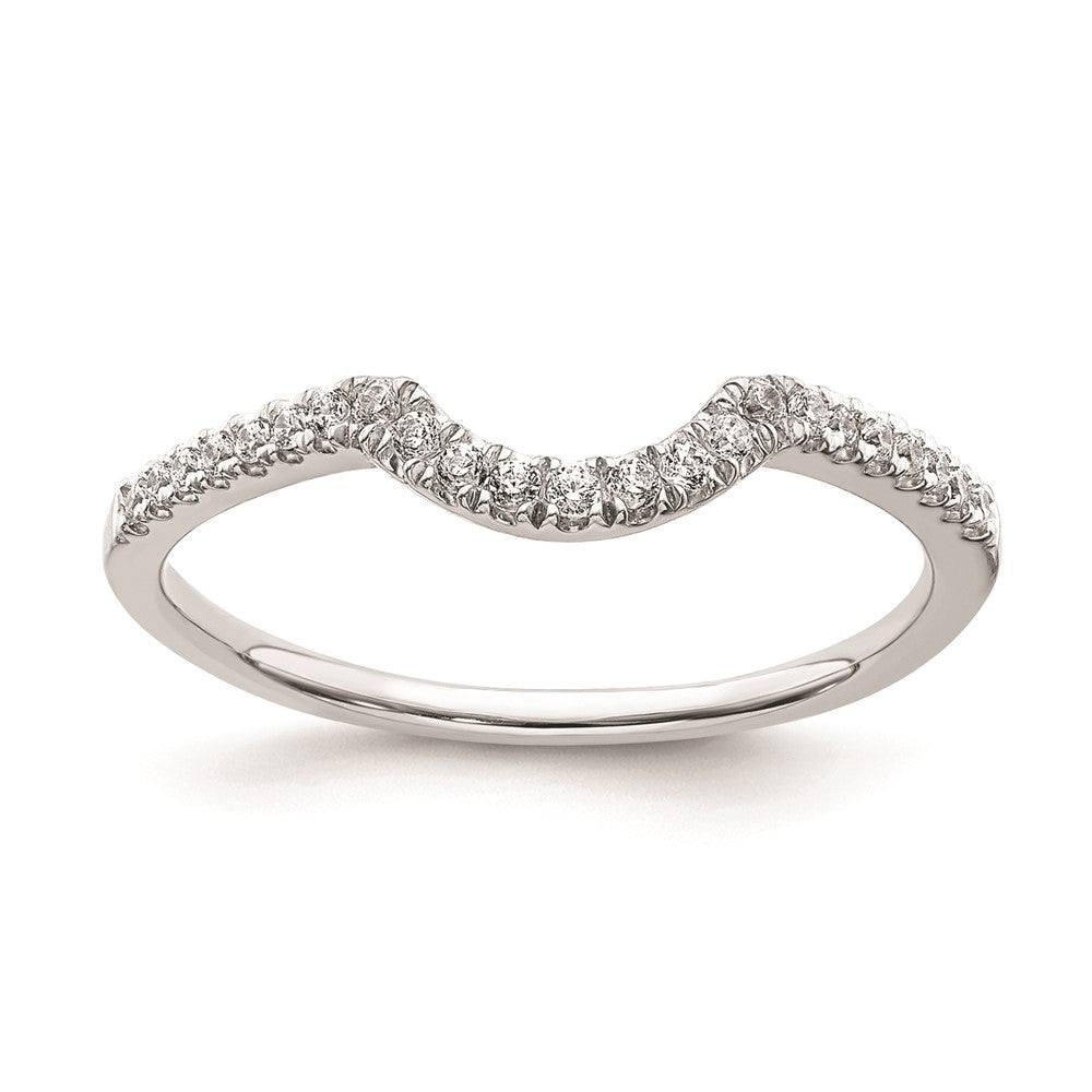 0.15ct. CZ Solid Real 14k White Gold Contoured Wedding Wedding Band Ring