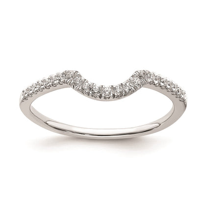 0.15ct. CZ Solid Real 14k White Gold Contoured Wedding Wedding Band Ring