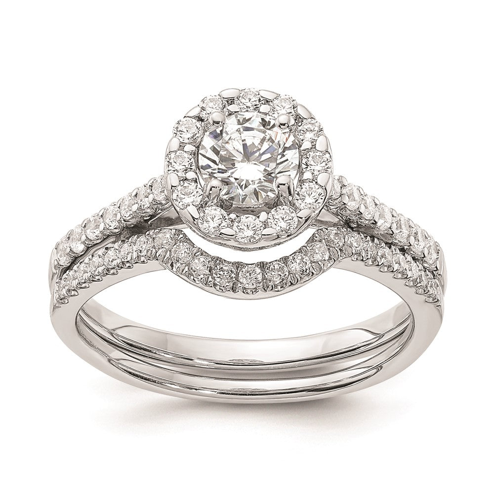 0.42ct. CZ Solid Real 14k White Gold Halo Engagement Ring