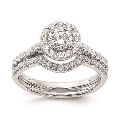 0.42ct. CZ Solid Real 14k White Gold Halo Engagement Ring